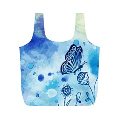 Blue Shaded Design Full Print Recycle Bag (m) by designsbymallika