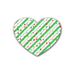 Christmas Paper Stars Pattern Texture Background Colorful Colors Seamless Copy Heart Coaster (4 Pack)  by Vaneshart