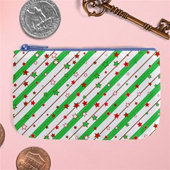 Christmas Paper Stars Pattern Texture Background Colorful Colors Seamless Copy Large Coin Purse by Vaneshart