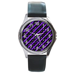 Christmas Paper Star Texture Round Metal Watch