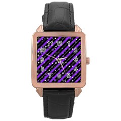 Christmas Paper Star Texture Rose Gold Leather Watch 