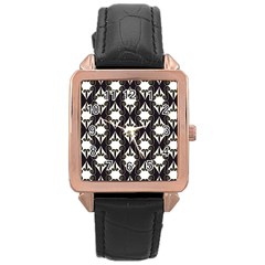 Abstract Seamlesspattern Graphic Lines Vintage Background Grunge Frame Diamond Rose Gold Leather Watch  by Vaneshart