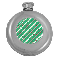 Christmas Paper Stars Pattern Texture Background Round Hip Flask (5 Oz) by Vaneshart