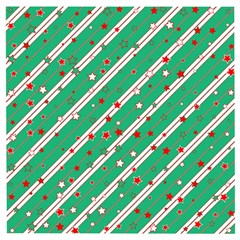 Christmas Paper Stars Pattern Texture Background Wooden Puzzle Square by Vaneshart