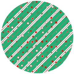 Christmas Paper Stars Pattern Texture Background Wooden Puzzle Round by Vaneshart