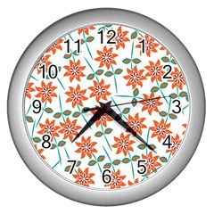 Vector Flower Floral Pattern Seamlesspattern Pink Colorful Kids Wall Clock (silver) by Vaneshart