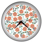 Vector Flower Floral Pattern Seamlesspattern Pink Colorful Kids Wall Clock (Silver) Front