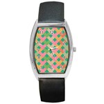 Abstract Seamlesspattern Graphic Lines Vintage Background Grunge Pattern Colorful Barrel Style Metal Watch Front