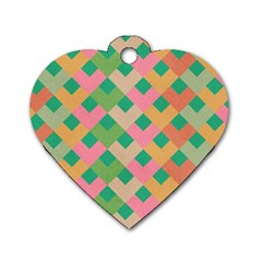 Abstract Seamlesspattern Graphic Lines Vintage Background Grunge Pattern Colorful Dog Tag Heart (one Side) by Vaneshart