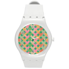 Abstract Seamlesspattern Graphic Lines Vintage Background Grunge Pattern Colorful Round Plastic Sport Watch (m) by Vaneshart