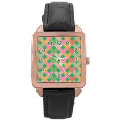 Abstract Seamlesspattern Graphic Lines Vintage Background Grunge Pattern Colorful Rose Gold Leather Watch  by Vaneshart