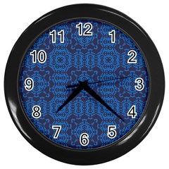 Abstract Seamlesspattern Graphic Lines Vintage Background Blue Elegant Grunge Wall Clock (black) by Vaneshart