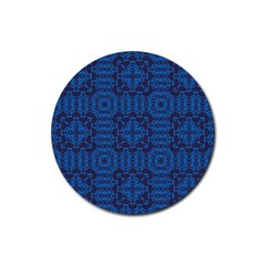 Abstract Seamlesspattern Graphic Lines Vintage Background Blue Elegant Grunge Rubber Round Coaster (4 Pack)  by Vaneshart