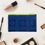 Abstract Seamlesspattern Graphic Lines Vintage Background Blue Elegant Grunge Cosmetic Bag (XS) Back