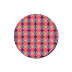 Abstract Seamlesspattern Graphic Lines Vintage Background Grunge Diamond Dotted Rubber Coaster (round)  by Vaneshart