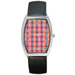 Abstract Seamlesspattern Graphic Lines Vintage Background Grunge Diamond Dotted Barrel Style Metal Watch Front