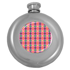 Abstract Seamlesspattern Graphic Lines Vintage Background Grunge Diamond Dotted Round Hip Flask (5 Oz) by Vaneshart