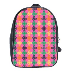 Abstract Seamlesspattern Graphic Lines Vintage Background Grunge Diamond Dotted School Bag (xl) by Vaneshart