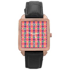 Abstract Seamlesspattern Graphic Lines Vintage Background Grunge Diamond Dotted Rose Gold Leather Watch  by Vaneshart