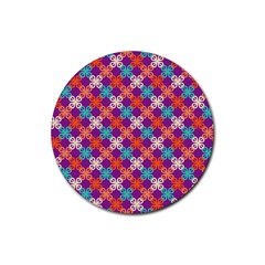 Abstract Seamlesspattern Graphic Lines Vintage Background Grunge Diamond Square Rubber Coaster (round)  by Vaneshart