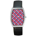 Abstract Seamlesspattern Graphic Lines Vintage Background Grunge Diamond Square Barrel Style Metal Watch Front