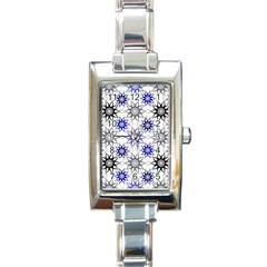 Pearl Pattern Floral Design Art Digital Seamless Blue Black Rectangle Italian Charm Watch by Vaneshart