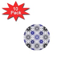 Pearl Pattern Floral Design Art Digital Seamless Blue Black 1  Mini Buttons (10 Pack)  by Vaneshart