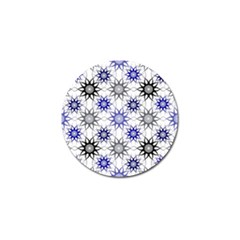 Pearl Pattern Floral Design Art Digital Seamless Blue Black Golf Ball Marker by Vaneshart