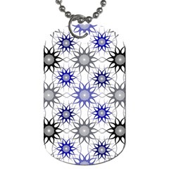 Pearl Pattern Floral Design Art Digital Seamless Blue Black Dog Tag (two Sides) by Vaneshart