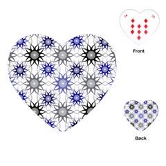 Pearl Pattern Floral Design Art Digital Seamless Blue Black Playing Cards Single Design (heart) by Vaneshart