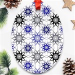 Pearl Pattern Floral Design Art Digital Seamless Blue Black Oval Ornament (Two Sides) Front