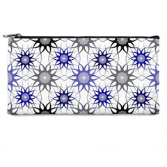 Pearl Pattern Floral Design Art Digital Seamless Blue Black Pencil Cases by Vaneshart