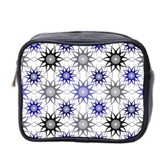 Pearl Pattern Floral Design Art Digital Seamless Blue Black Mini Toiletries Bag (two Sides) by Vaneshart