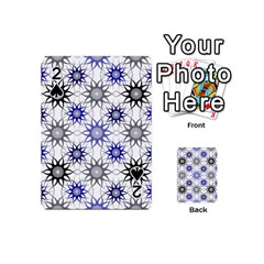 Pearl Pattern Floral Design Art Digital Seamless Blue Black Playing Cards 54 Designs (mini) by Vaneshart