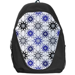 Pearl Pattern Floral Design Art Digital Seamless Blue Black Backpack Bag by Vaneshart