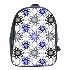 Pearl Pattern Floral Design Art Digital Seamless Blue Black School Bag (xl) by Vaneshart