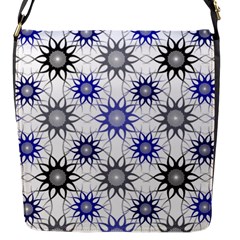 Pearl Pattern Floral Design Art Digital Seamless Blue Black Flap Closure Messenger Bag (s) by Vaneshart