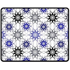 Pearl Pattern Floral Design Art Digital Seamless Blue Black Double Sided Fleece Blanket (medium)  by Vaneshart