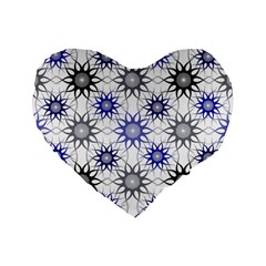 Pearl Pattern Floral Design Art Digital Seamless Blue Black Standard 16  Premium Flano Heart Shape Cushions by Vaneshart