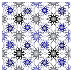 Pearl Pattern Floral Design Art Digital Seamless Blue Black Wooden Puzzle Square by Vaneshart