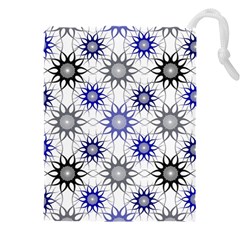 Pearl Pattern Floral Design Art Digital Seamless Blue Black Drawstring Pouch (4xl) by Vaneshart