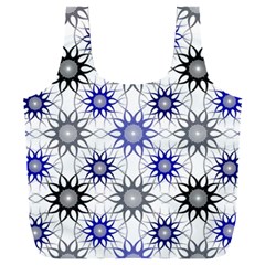 Pearl Pattern Floral Design Art Digital Seamless Blue Black Full Print Recycle Bag (xxxl)