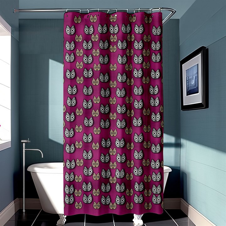 Sweet Fury Cats On Color Shower Curtain 36  x 72  (Stall) 