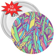 Feathers Pattern 3  Buttons (10 Pack)  by Sobalvarro