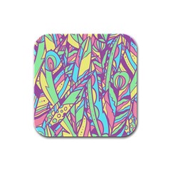 Feathers Pattern Rubber Square Coaster (4 Pack)  by Sobalvarro