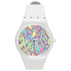 Feathers Pattern Round Plastic Sport Watch (m) by Sobalvarro