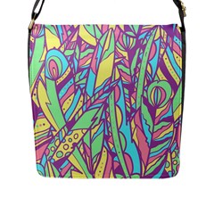 Feathers Pattern Flap Closure Messenger Bag (l) by Sobalvarro