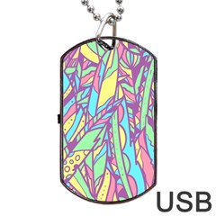 Feathers Pattern Dog Tag Usb Flash (two Sides) by Sobalvarro