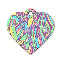 Feathers Pattern Dog Tag Heart (two Sides) by Sobalvarro