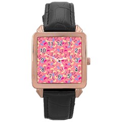 Abstract Seamlesspattern Graphic Lines Vintage Background Grunge Diamond Umbrella Rose Gold Leather Watch  by Vaneshart